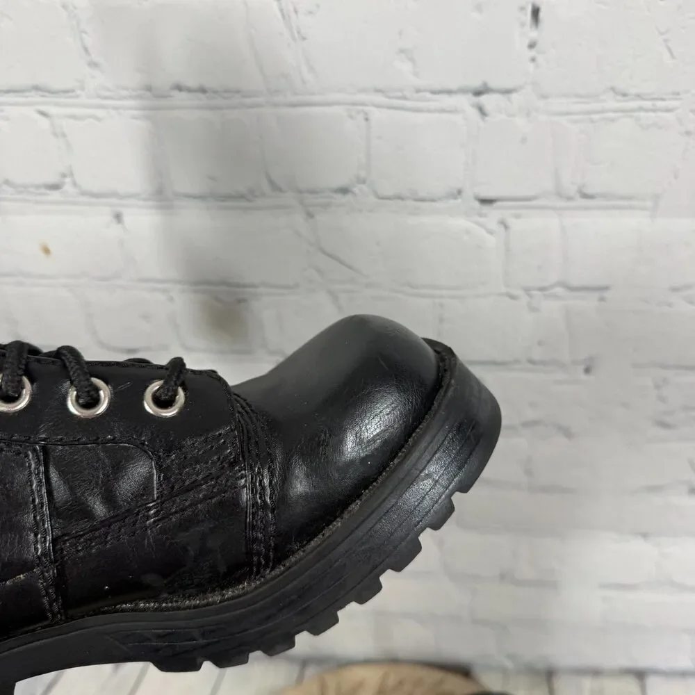Vintage Y2K Grunge Goth Combat Boots Black Women Size 8 Chunky Platform Lug Sole
